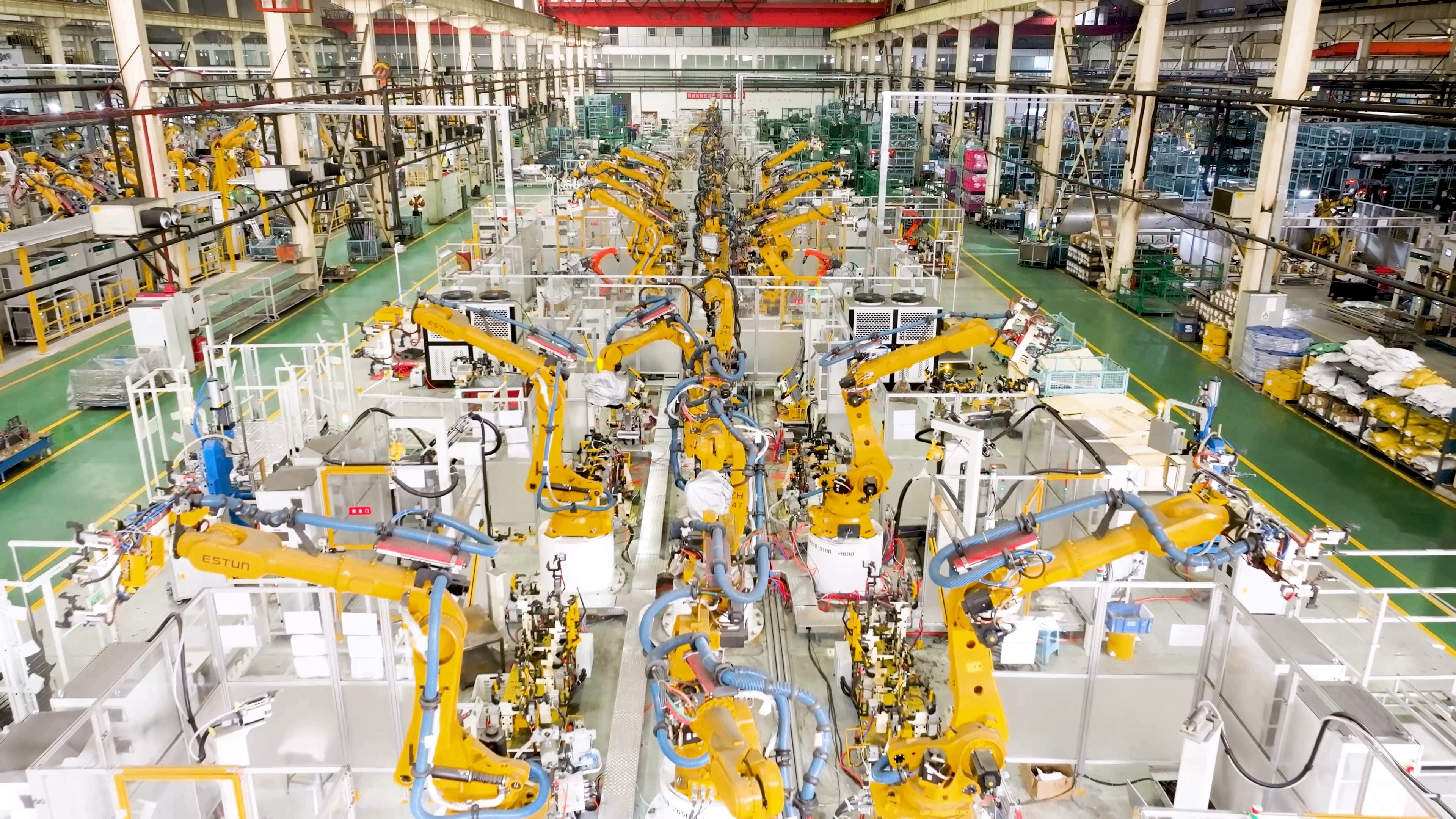 单线部署超200台埃斯顿机器人！全自主化机器人汽车零部件焊装产线规模化投产